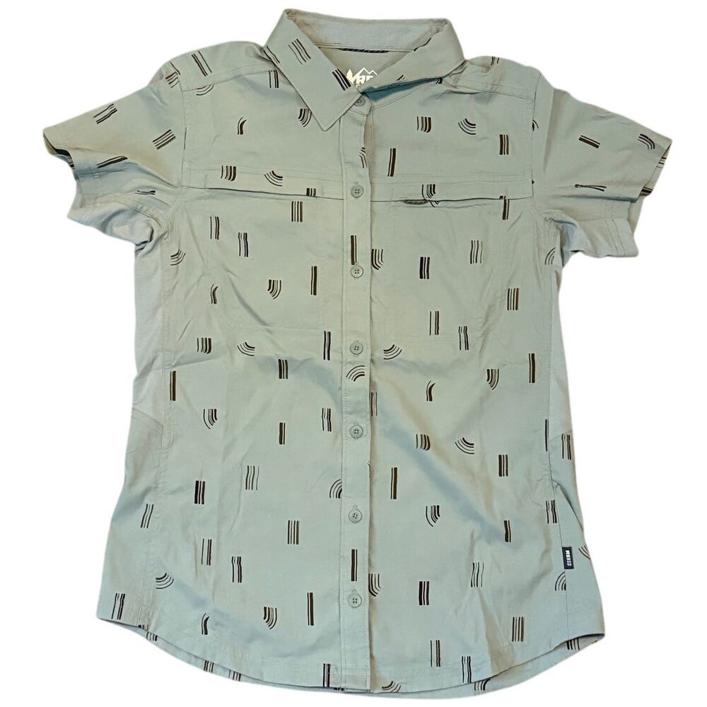 REI Co-op Women’s XS Green Vented Hiking Button Down Shirt Pockets - Picture 3 of 11